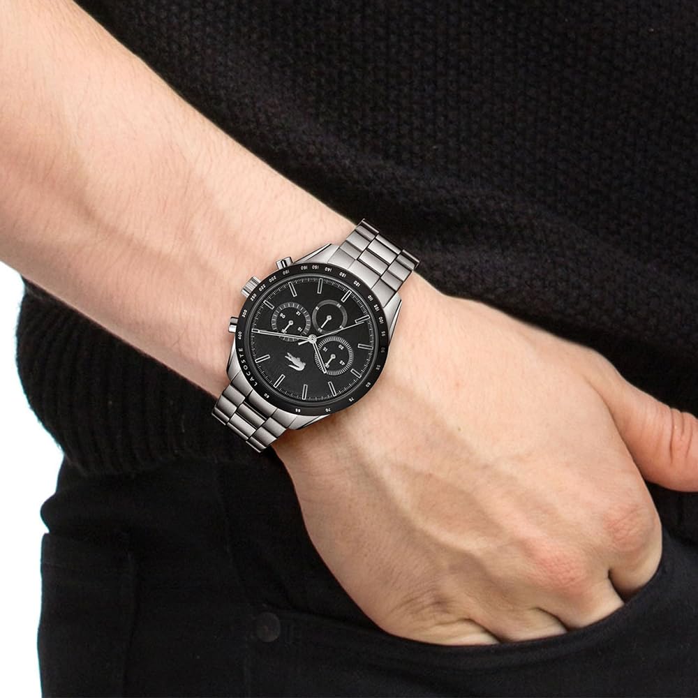 Lacoste Reloj Cronógrafo de Cuarzo para Hombre Colección Boston con Correa de Acero Inoxidable Plateada - 2011079