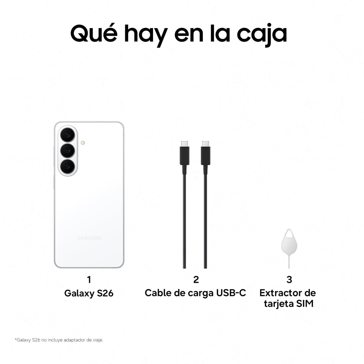 Samsung Galaxy S26, 256GB, Teléfono Móvil con Galaxy AI, Cámara 50MP, 12GB RAM, Batería 4300mAh, Garantía del Fabricante 3 Años + 1 Año Extra, Color Blanco (Versión Española)