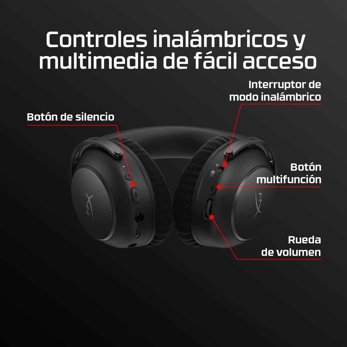 HyperX Cloud Alpha Wireless 2 - Auriculares Gaming inalámbricos con Base RGB, Drivers 53mm, batería hasta 250h, Bluetooth, 2.4GHz, PC, PS4, PS5, Xbox, Switch, Color Negro