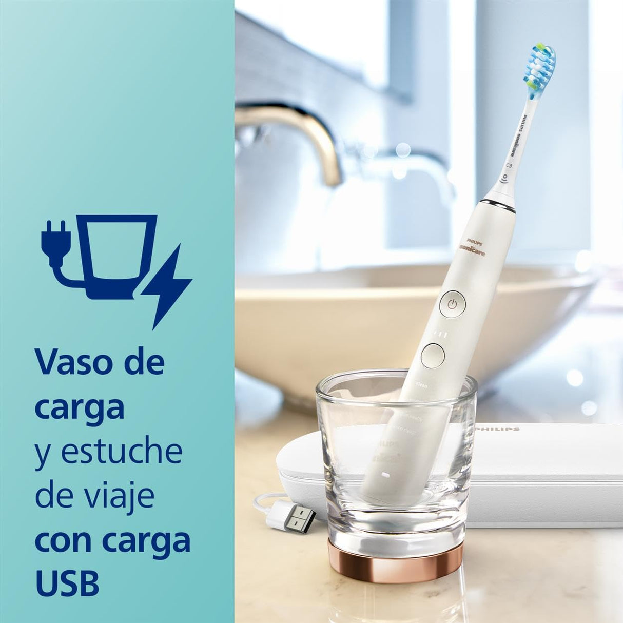 Philips Sonicare DiamondClean 9000 cepillo dental eléctrico, cepillo dental sónico con aplicación, sensor de presión, 4 modos de cepillado, 3 niveles de intensidad, modelo HX9911/94