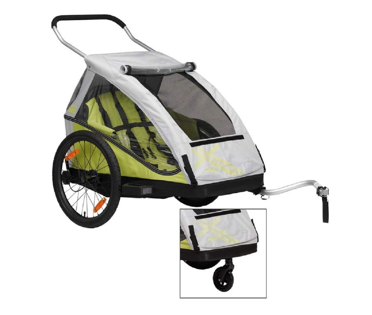 XLC 20 Pulgadas Duo² Incluye Paseo de Bicicleta Remolque Infantil, Unisex, 20 Zoll Duo² inklusive Buggyrad, limón, 20 Pulgadas