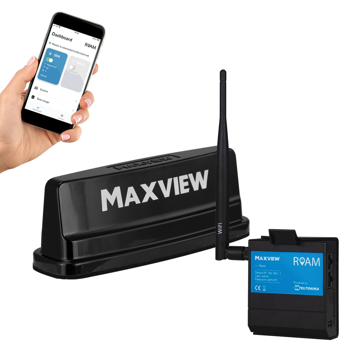 Maxview MXL056/B Roam Campervan WiFi System | Antena 5G Ready - Negro