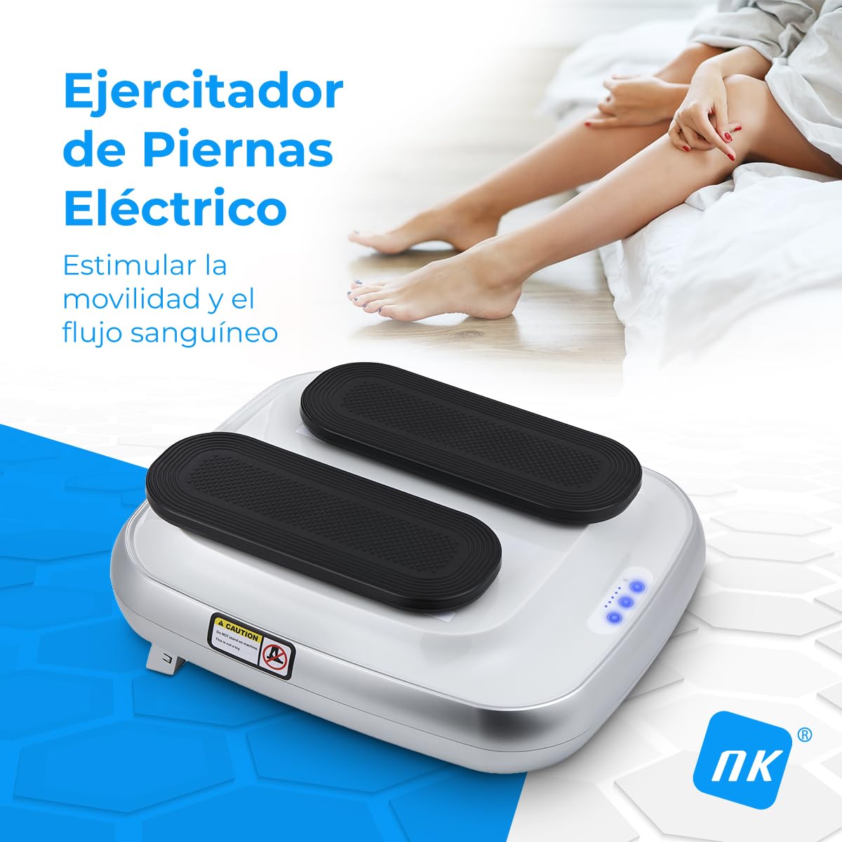 NK Ejercitador de Piernas Eléctrico, Ejercitador Pasivo, Mejora la Circulación, Ideal para Rehabilitación, Movilidad con Velocidad Ajustable, para Hogar y Oficina