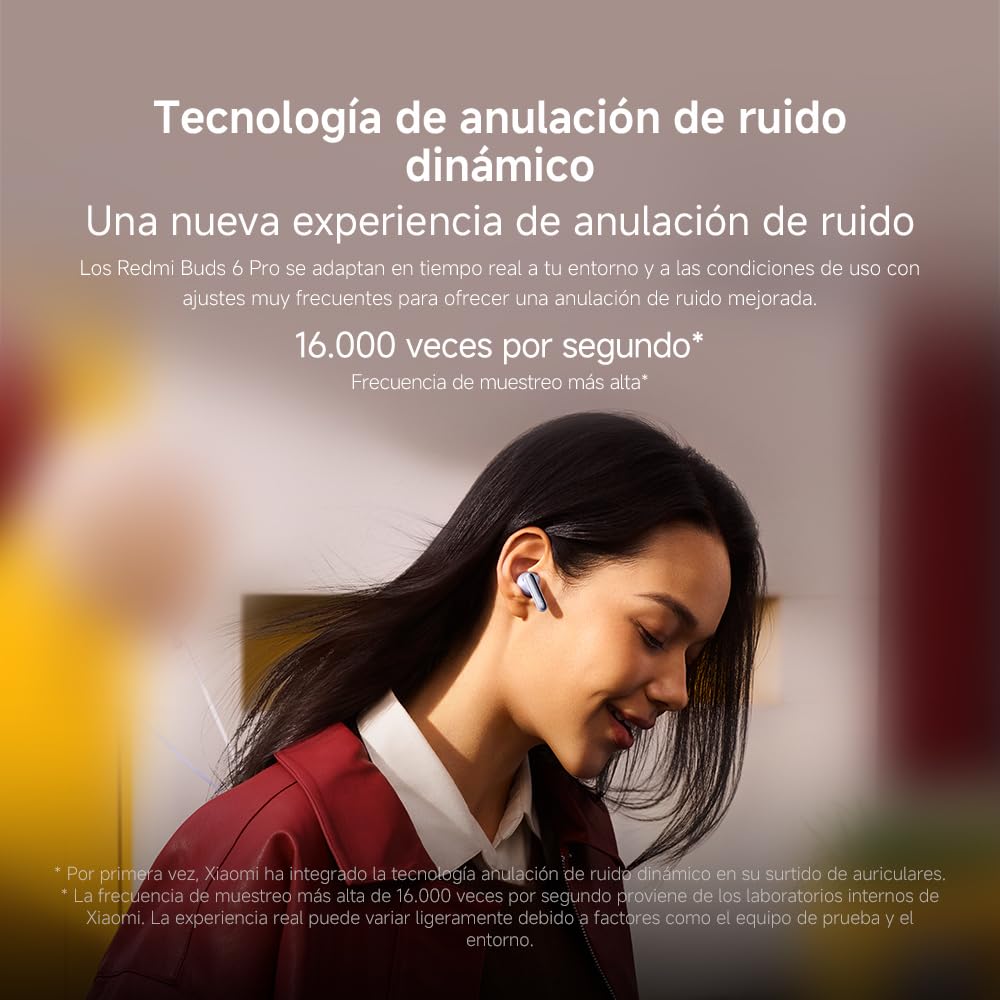 XIAOMI Redmi Buds 6 Pro - Auriculares inalámbricos, cancelación de Ruido, Ligeros, hasta 36 Horas de autonomía, Bluetooth 5.3,Blanco (Versión ES)