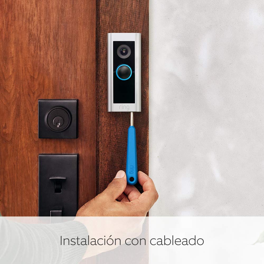 Ring videotimbre cableado Pro (anteriormente Video Doorbell Pro 2) | Timbre con cámara, vídeo 1536p HD, vídeo de cuerpo entero, detección de movimiento 3D y wifi | 30 días gratis de Ring Home