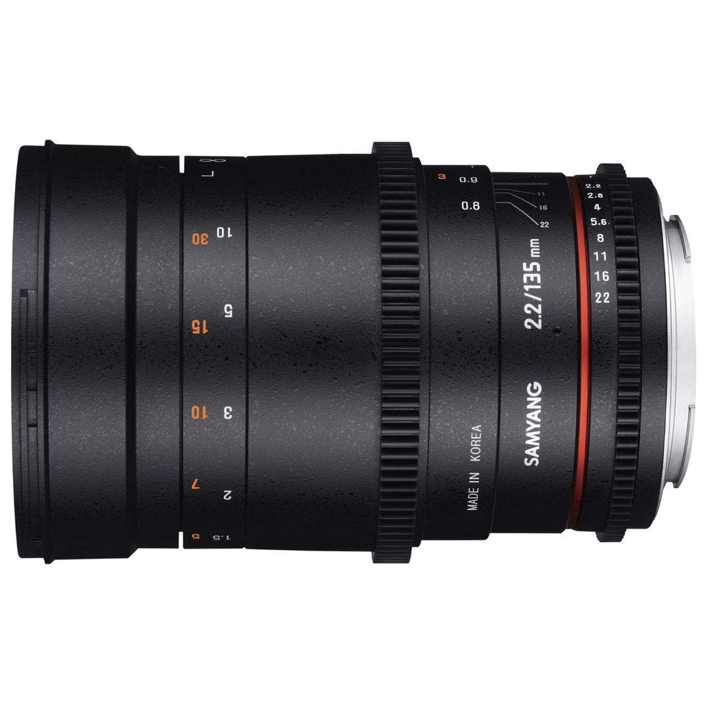 Samyang F1312209101 - Objetivo para vídeo VDSLR para Micro Cuatro Tercios (Distancia Focal Fija 135mm, Apertura T2.2-22 ED UMC, diámetro Filtro: 77mm), Negro