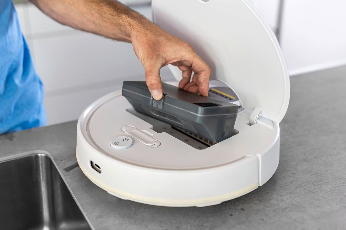 Kärcher, Robot Aspirador RCV 3, App Inteligente, Navegación láser LiDAR, Cartografía, Reconocimiento del Entorno, 2500 Pa, Autonomía de 120 min, para Suelos Duros y alfombras, Blanco