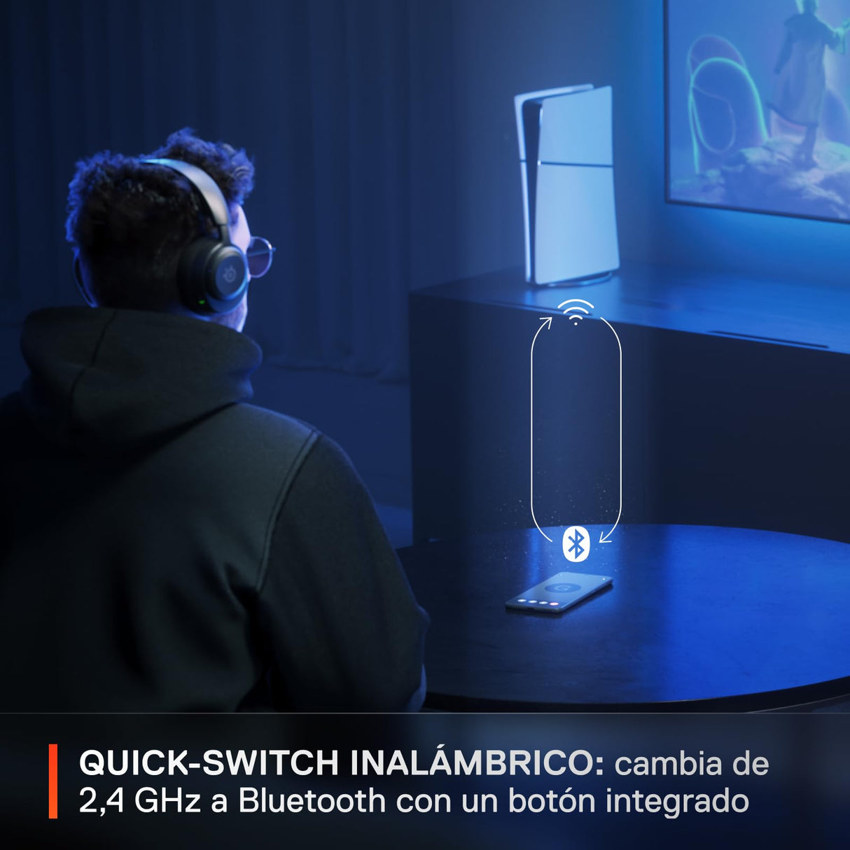 SteelSeries Arctis Nova 5P Cascos PS5 Inalámbricos - PS5, PC, Switch 2, móvil - Controladores magnéticos de neodimio - Más de 100 preajustes - Batería de 60 horas - 2,4 GHz o BT - Micro Gen2.X