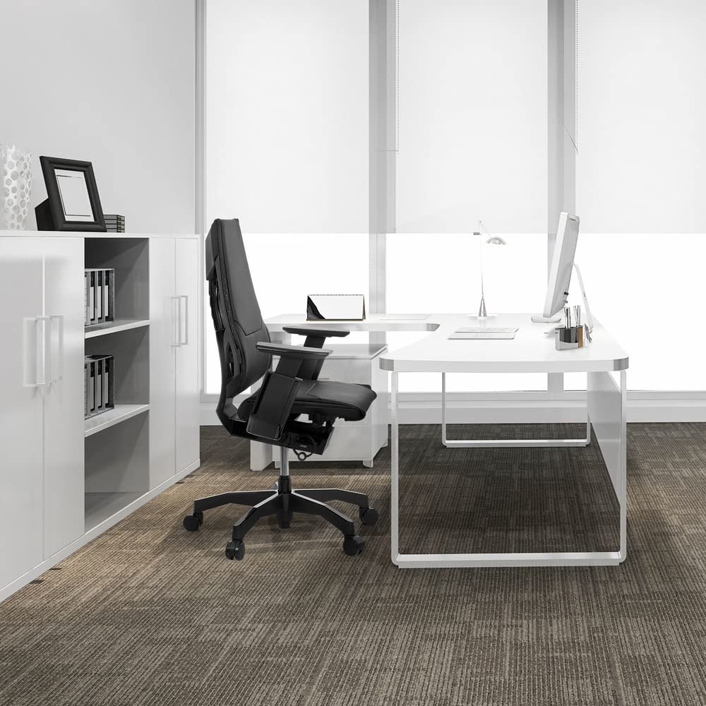 hjh OFFICE 652851 Silla de Oficina GENIDIA Black Cuero Negro, Silla Ejecutivo, Silla giratoria ergonómica, Respaldo Ajustable