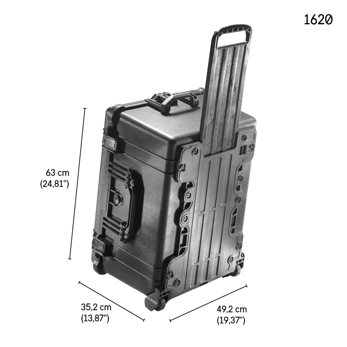 PELI 1620 Maleta fotográfica Profesional, IP67 estanca e Impermeable al Polvo, 72L de Capacidad, Fabricada en Alemania, con Espuma Personalizable, Color Negro
