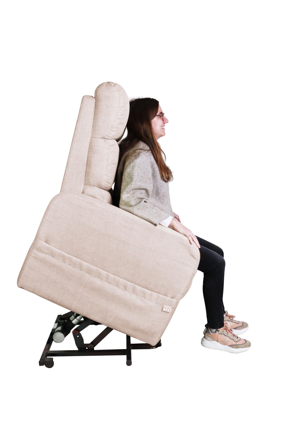 PEPE Mobility Sillon Relax Reclinable Electrico (Tela Lino) Levanta Personas con Mando, Butaca Confort Gente Mayor Beige