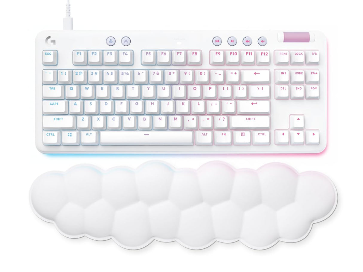Logitech G713 - Teclado mecánico para Jugador con Cable, iluminación RGB LIGHTSYNC, interruptores táctiles (GX Brown) y reposamuñecas para Teclado, Compatible con PC y Mac, francés AZERTY - Blanco