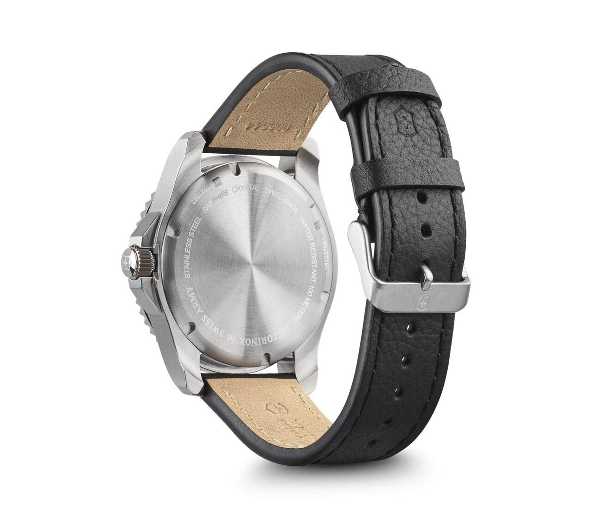 Victorinox Maverick Ø 43 mm Reloj de Pulsera de Hombre, Swiss Made, Cuarzo analógico, Sumergible hasta 100 m, Cristal de Zafiro, Pulsera de Piel, Negro