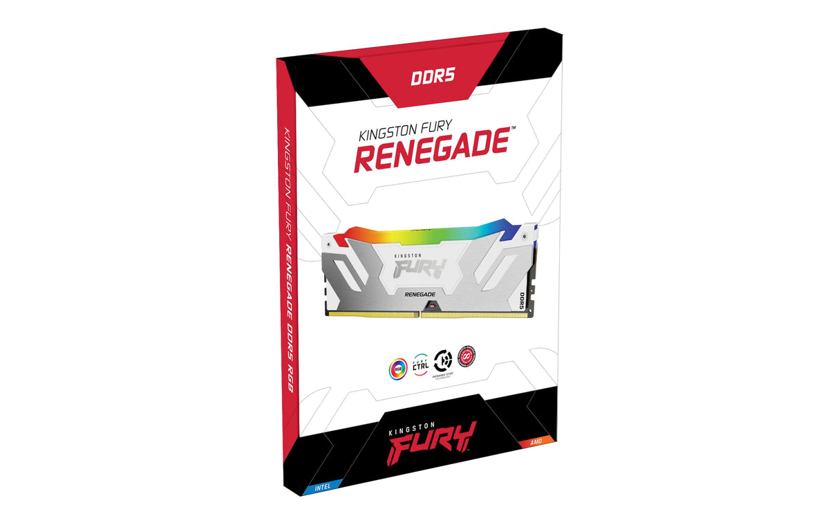 Kingston Fury Renegade DDR5 RGB Plata - Blanco XMP 48GB (2x24GB) 8800MT/s CL42 CUDIMM Memoria Gamer para Ordenadores de sobremesa Kit de 2 - KF588CU42RWAK2-48