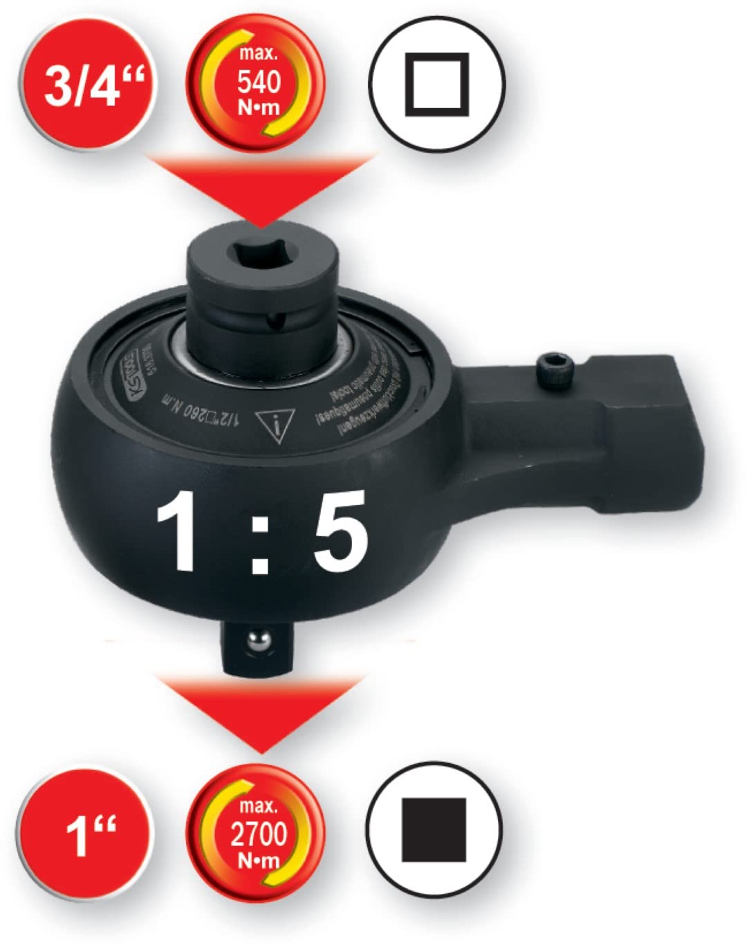 KS Tools 516.3705 - Multiplicador de par de apriete (1:5, 2700Nm, 3/4")
