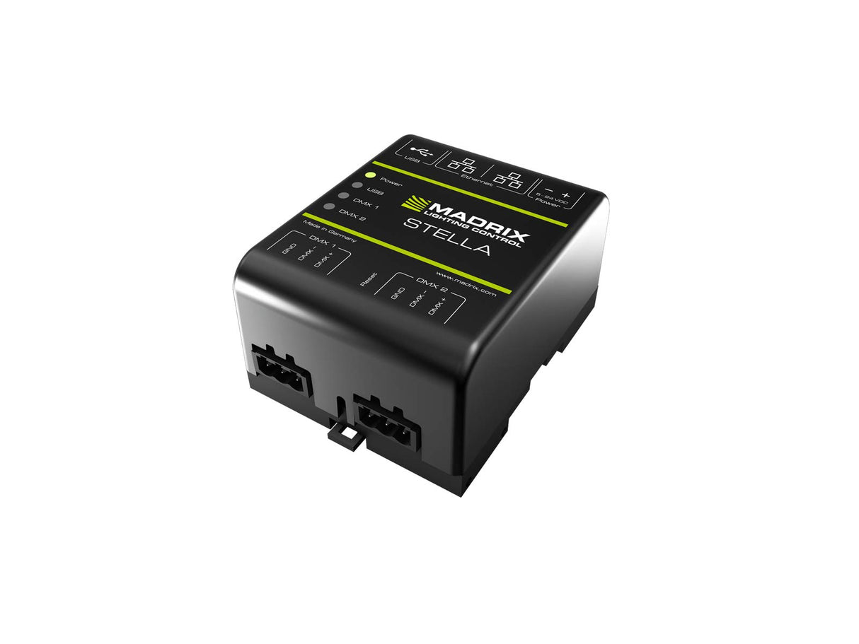 Madrix M0010084 "Stella A 2-Port Art-Net Node o DMX 512" Interfaz USB para proyecto de estado sólido