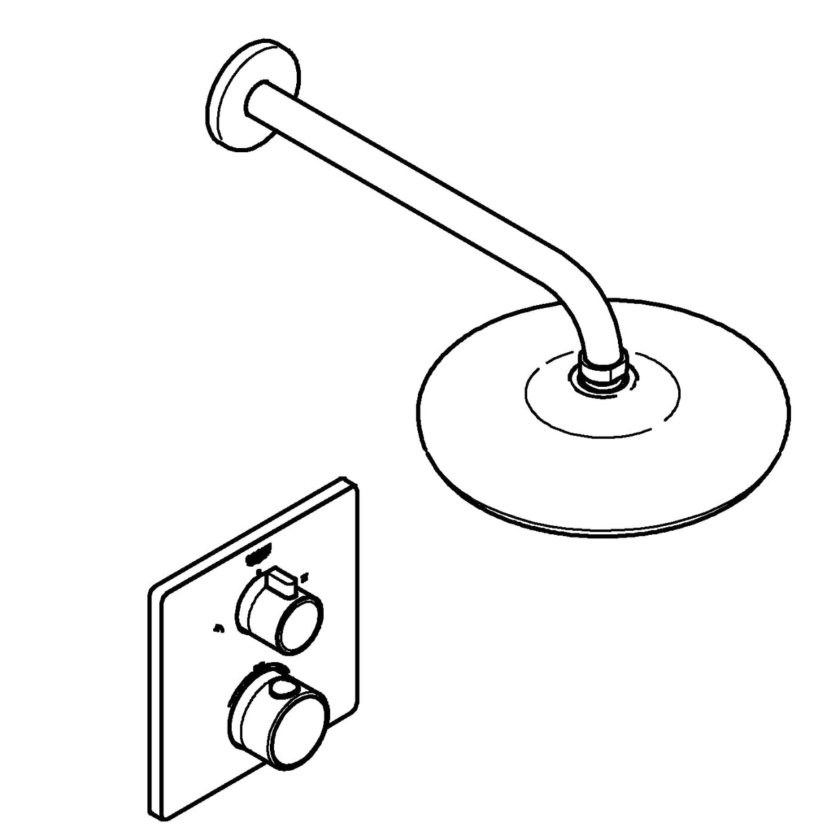 Grohe Grohtherm Tempesta - Set de ducha con termostato, cuerpo empotrado, ducha mural, brazo de ducha y teleducha, Cuandrado (Ref.34728000)