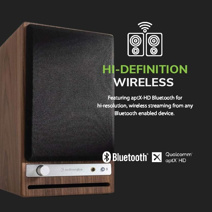 Audioengine HD4 Haut-Parleur Sans Fil Bluetooth | Haut-parleurs pour PC de Bureau, Enceinte Musicale pour la Maison aptX HD Bluetooth, d'Enceintes Stéréo de Bibliothèque Amplificateur Intégré (Noyer)