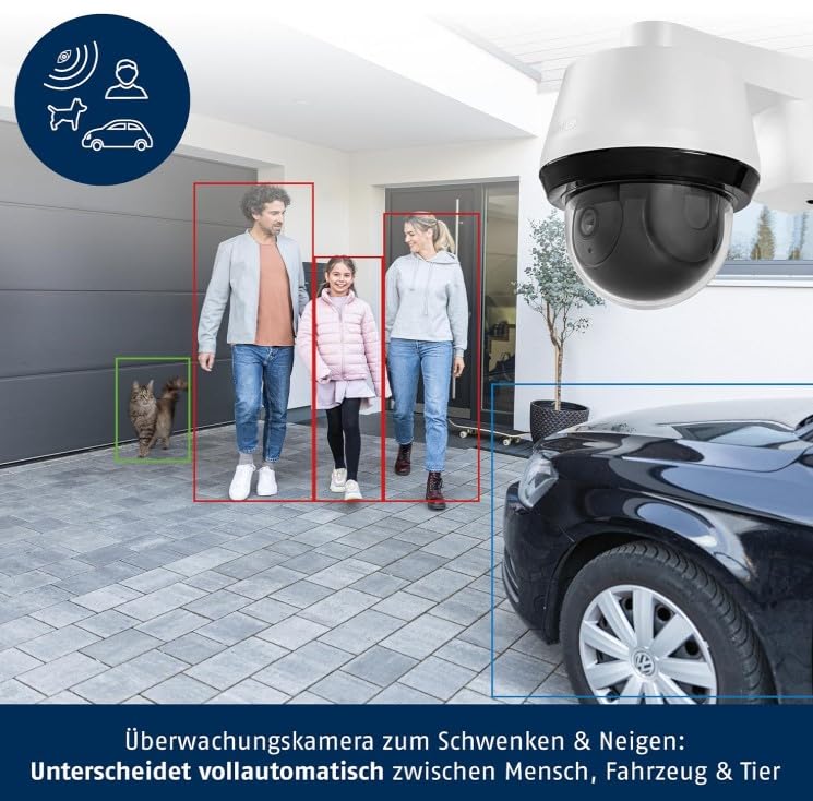 ABUS Cámara de vigilancia con detección de Movimiento, detección de Objetos, grabaciones 4K, notificaciones Push, visión Nocturna, Audio bidireccional, Tarjeta de Memoria, máscara de privacidad y