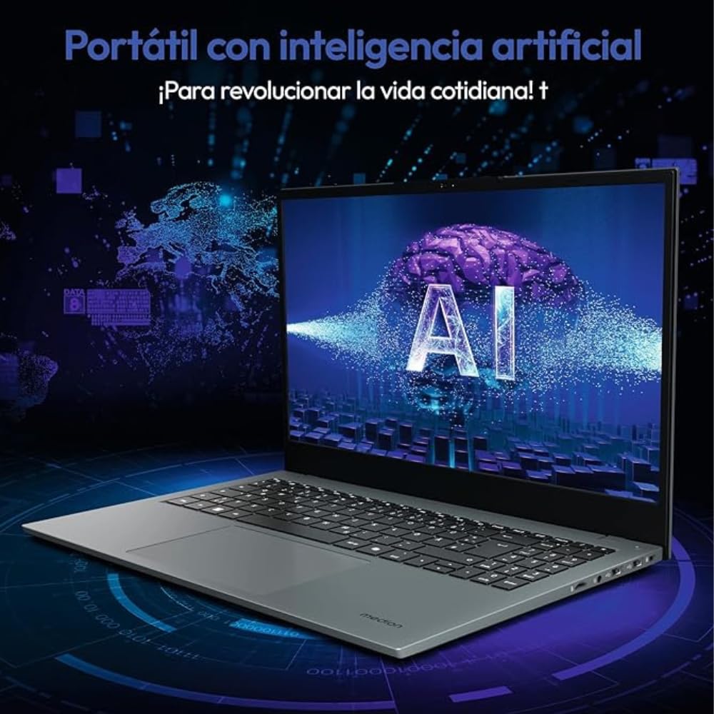 MEDION Elite E15443-15.6" FHD. Intel Core 5-125H. Intel ARC Graphics. 16GB RAM. 512GB SSD. Windows 11 Home. Wi-Fi. Plata. Teclado QWERTY. MD62621. Incluye Programa de Fiabilidad, Garantía