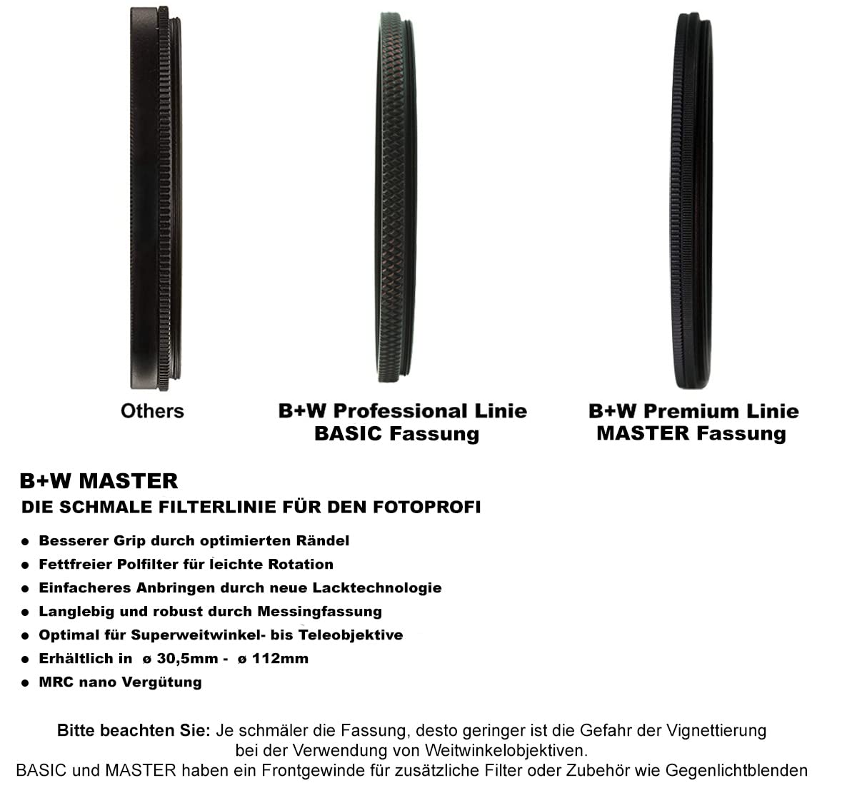 B+W Filtro Gris ND 0.9 MRC Nano Master 82 mm (16 Unidades, Fino, Premium)
