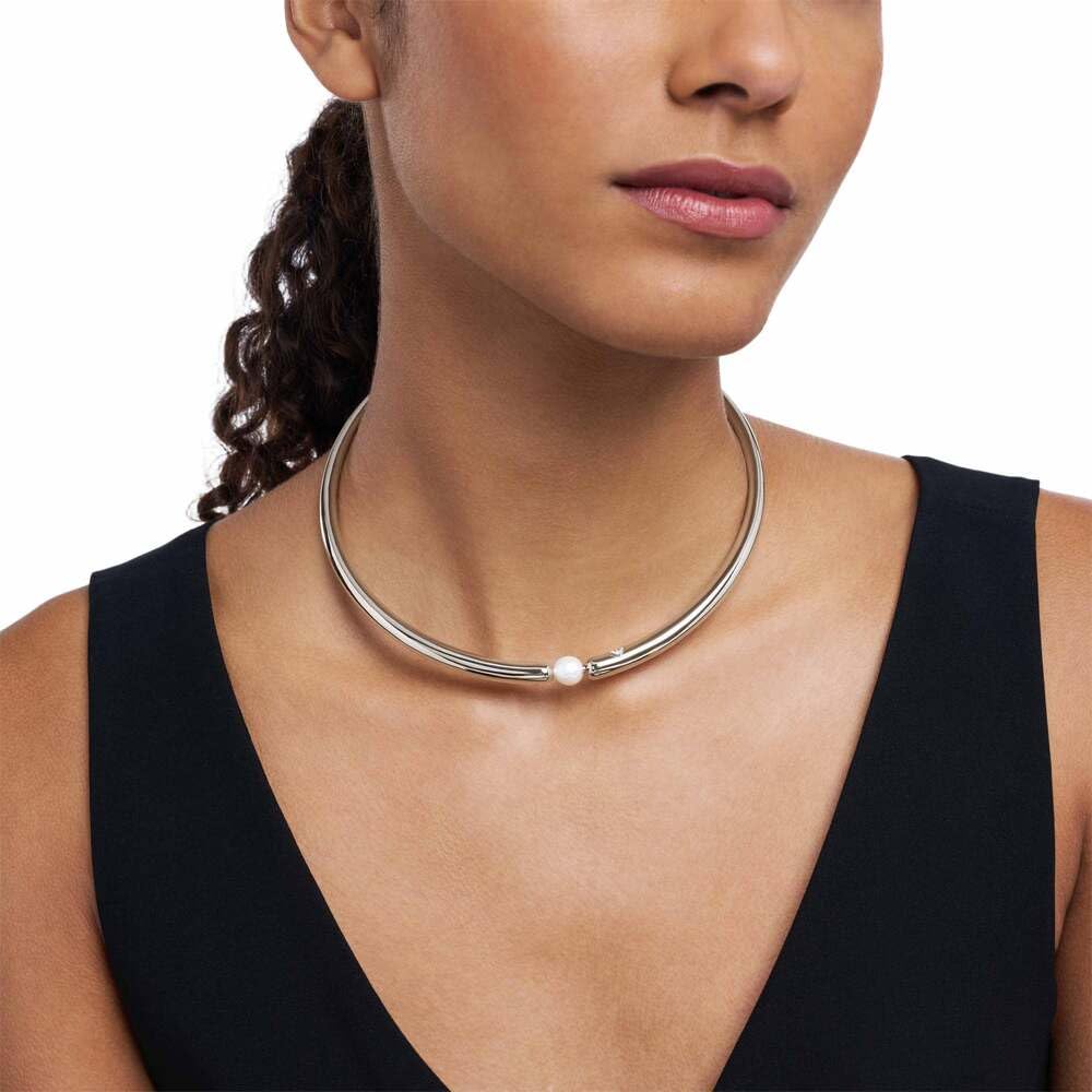Emporio Armani Collar de acero inoxidable plateado para mujer, EGS3255040