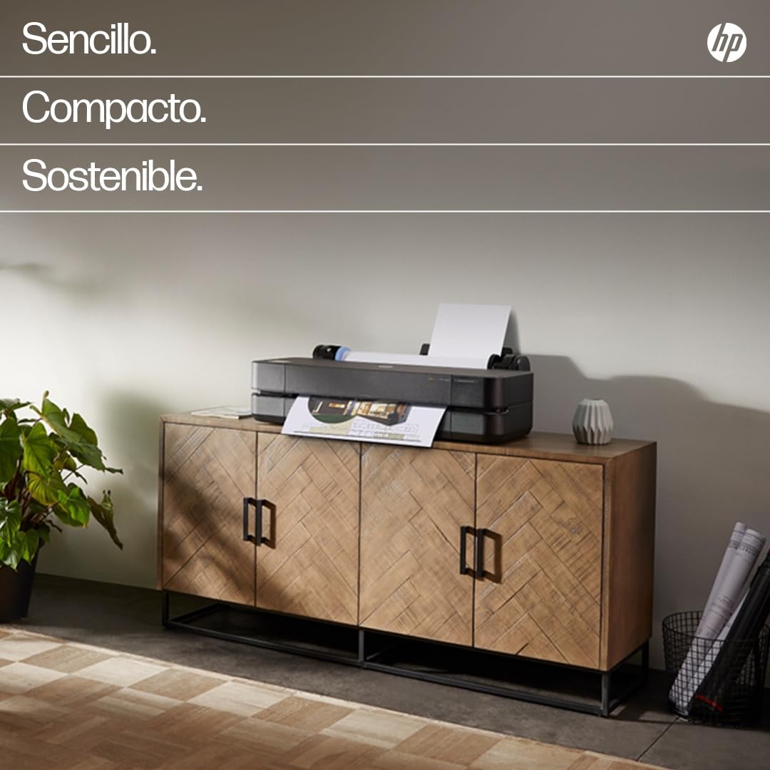 HP DesignJet T650 de 61 cm (5HB08D), Impresora de Gran Formato, Plotter, Estándar A4-A1, 81 impresiones A1/h, Wi-Fi, Ethernet, USB, 2400x1200 dpi, Metal Reciclado, Garantía de 2 Años, HP Click, Negro