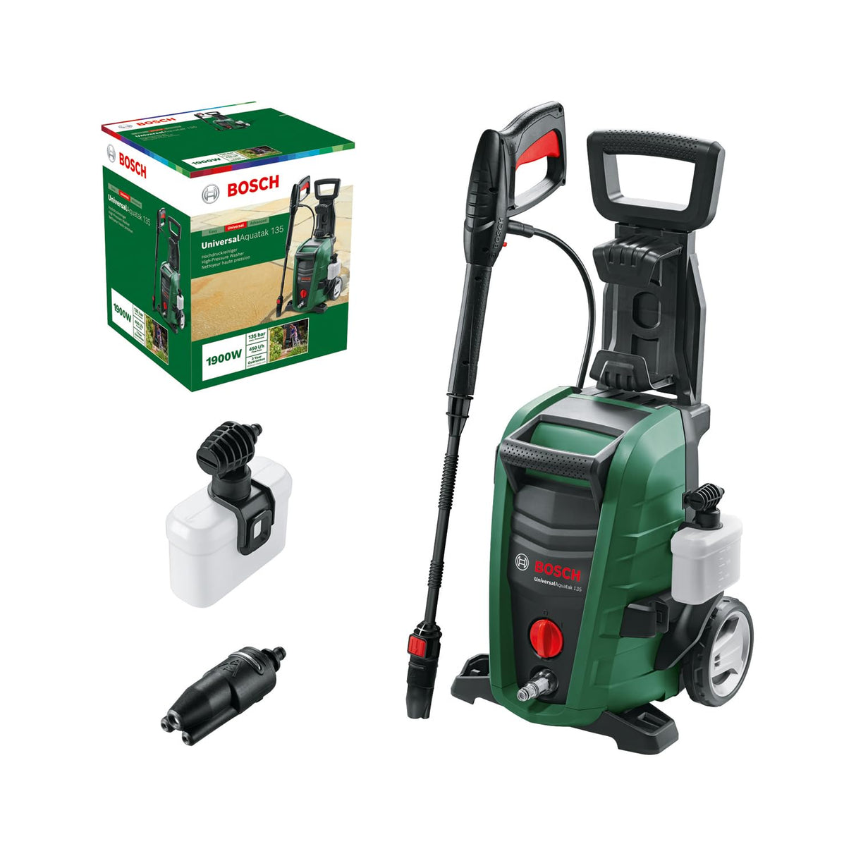 Bosch limpiadora de alta presión UniversalAquatak 135 (1900 W, presión: 135 bar, caudal máx.: 410 l/h, en caja)
