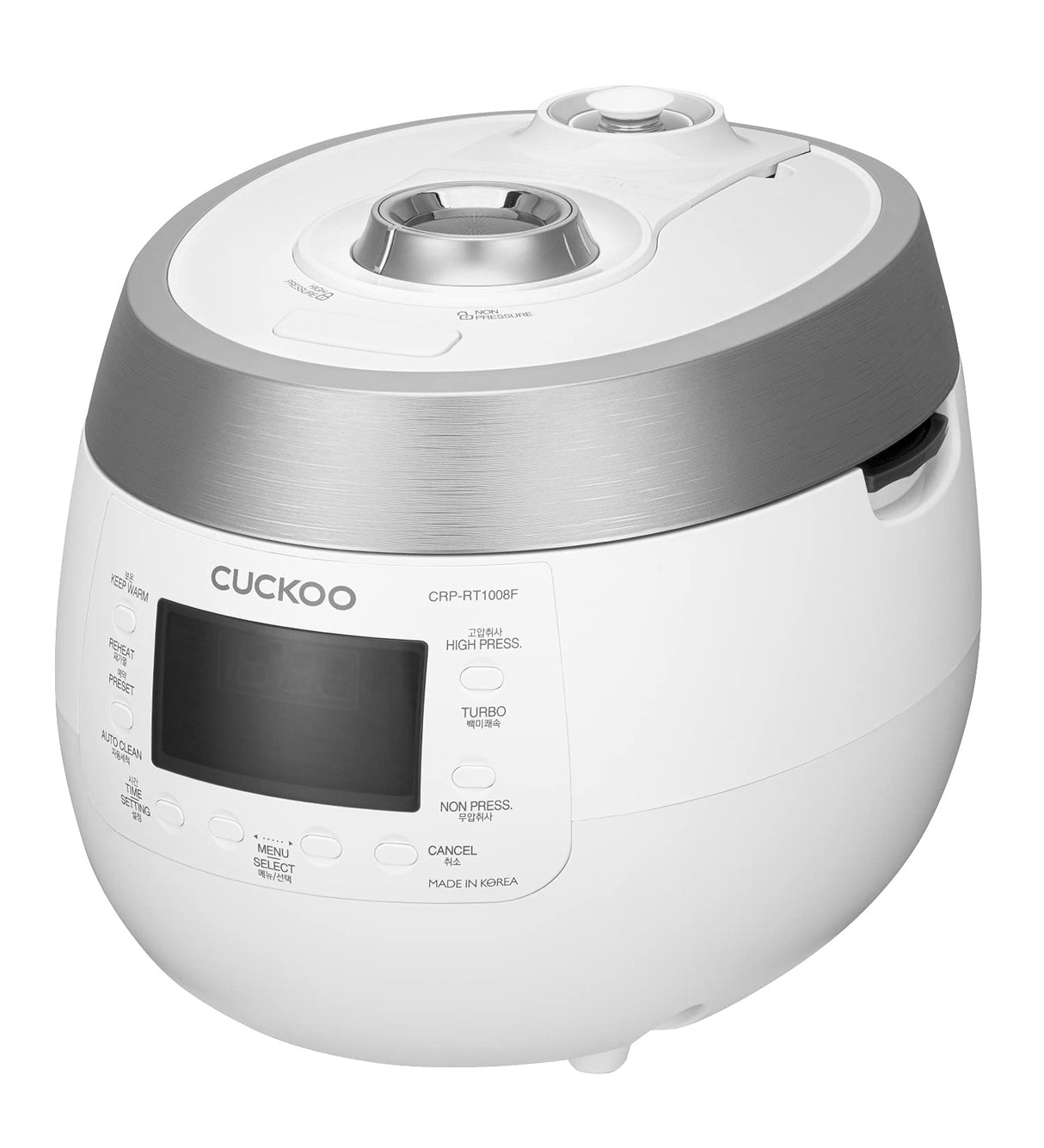 CUCKOO CRP-RT1008F - Arrocera a presión de vapor digital, 1150 W, 1,8 litros, 10 tazas, color blanco