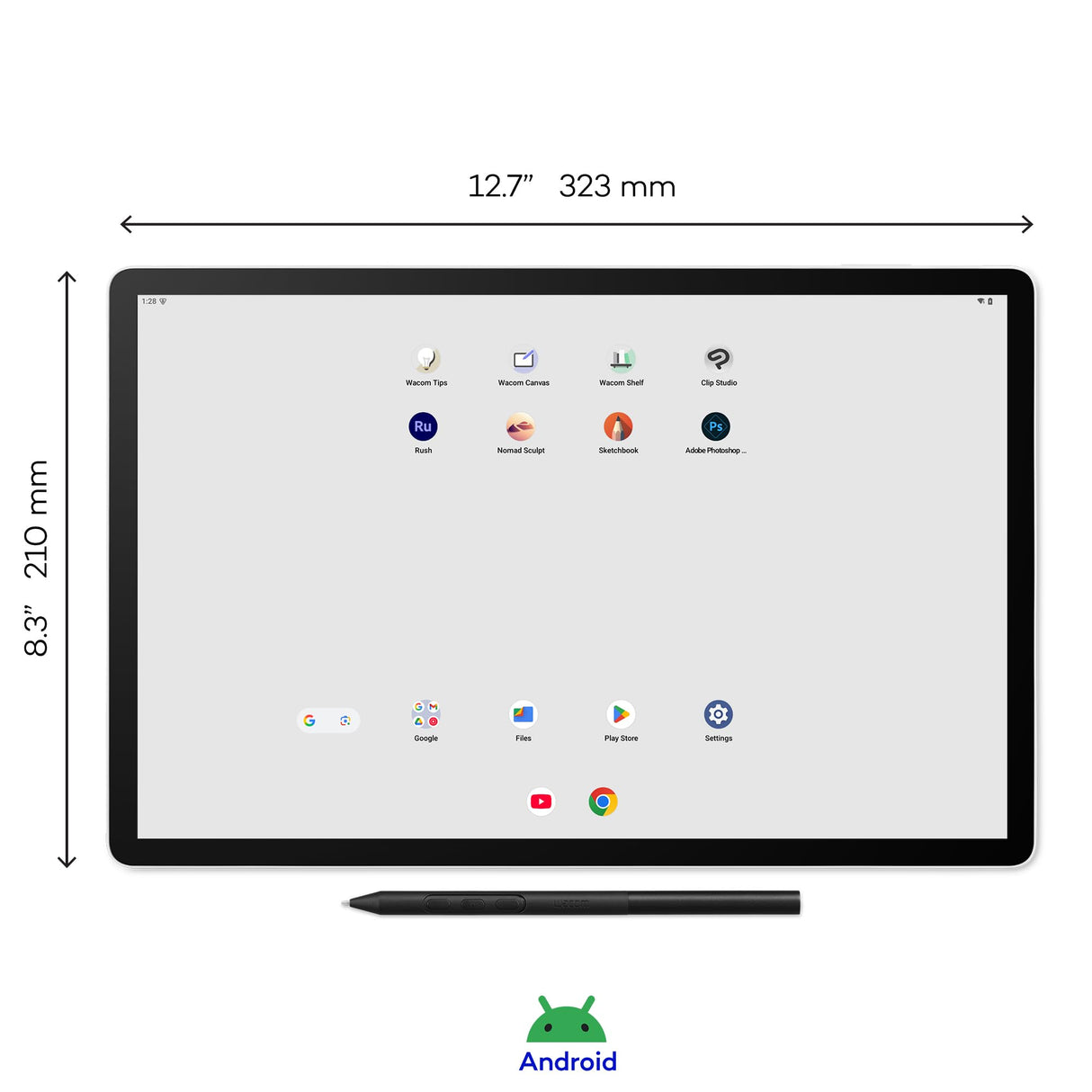Wacom MovinkPad Pro 14 Tableta Gráfica – Sensación de lápiz sobre Papel con Pantalla OLED para Negros Reales, Contraste excepcional, Respuesta rápida, Vidrio Texturizado Premium, Pro Pen 3 preciso
