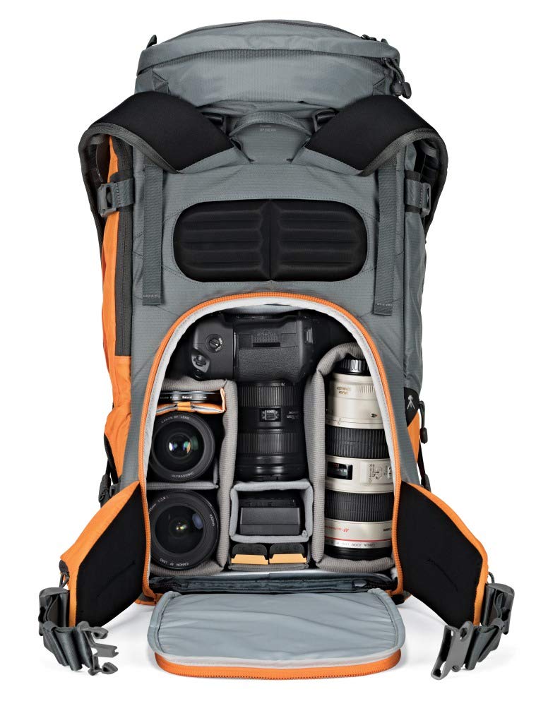 Lowepro Powder BP 500 AW LP37230-PWW - Mochila para exteriores (gris/naranja) para caminar, senderismo, senderismo y deportes de invierno para equipos de foto/video y artículos personales (se adapta a