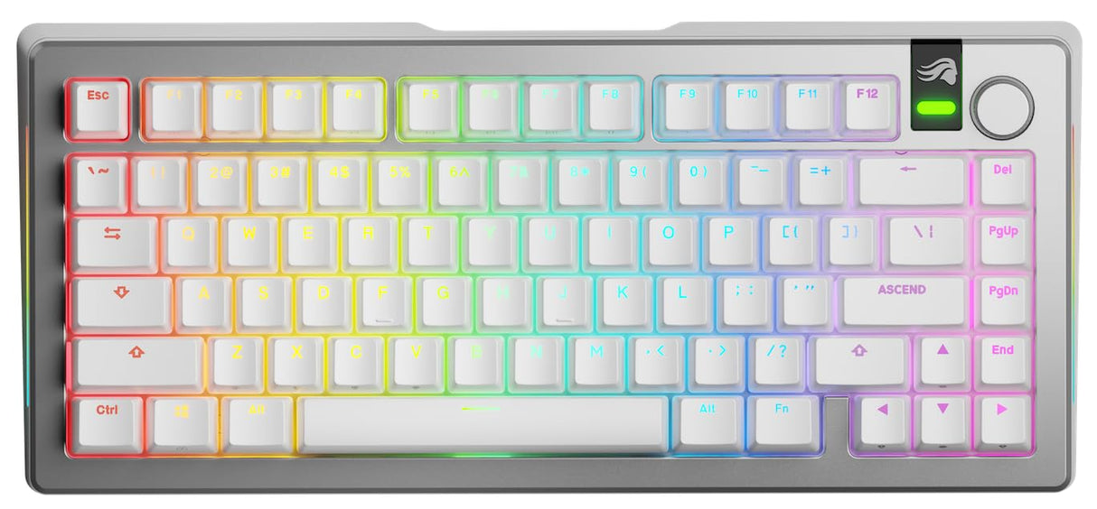 Glorious Gaming GMMK 3 Pro trådlöst mekaniskt tangentbord, Bluetooth Och 2,4 GHz, utbytbara MX-brytare, modulärt aluminiumhölje Och packningssystem, doubleshot-tangenter, 75% TKL, USA QWERTY - Silver