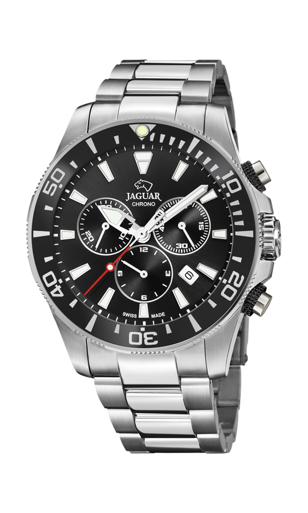 JAGUAR Reloj Modelo J861/3 de la colección Executive, Caja de 43,5 mm Negro con Correa de Acero para Caballero