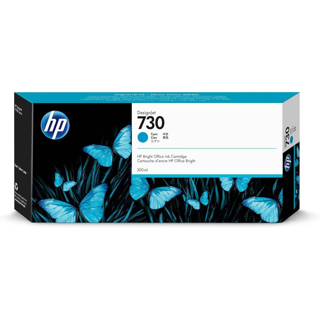 HP 730 P2V68A Cian, Cartucho de Tinta Original Original HP DesignJet, de 300ml, para Impresoras HP DesignJet T1700