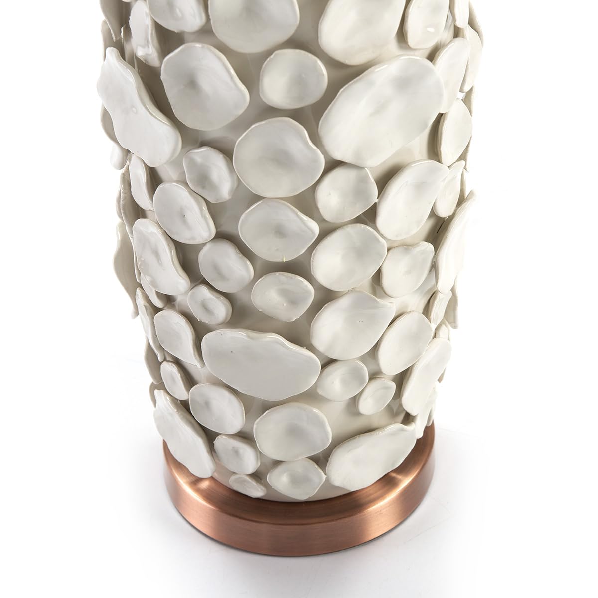 LAMPARA SOBREMESA SIN PANTALLA 17X15X52 CERAMICA BLANCO/METAL COLOR COBRE
