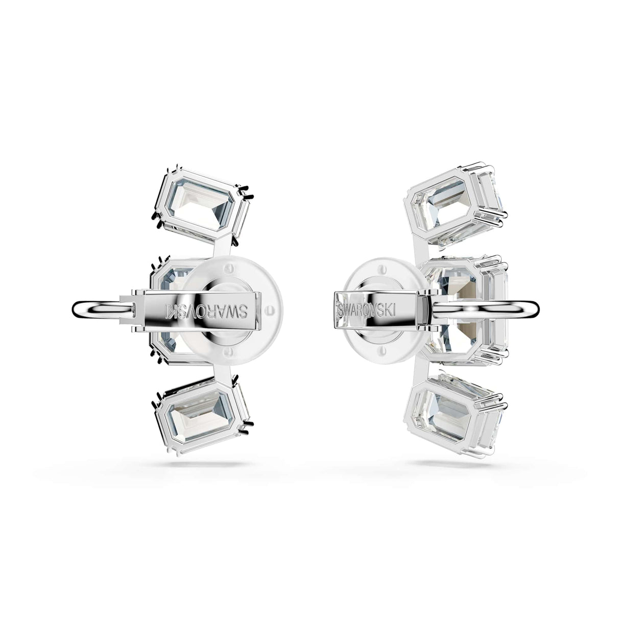 Swarovski Pendientes de clip Millenia, Talla octogonal, Blancos, Baño de rodio