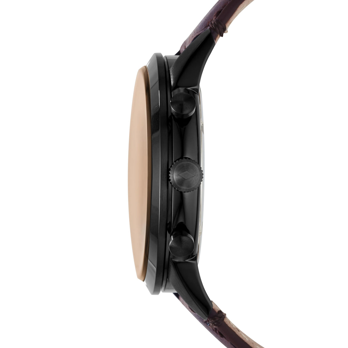 Fossil Reloj para hombre Townsman 44mm, movimiento cronógrafo de cuarzo, caja de 44mm de acero inoxidable negro con correa de piel, FS5437