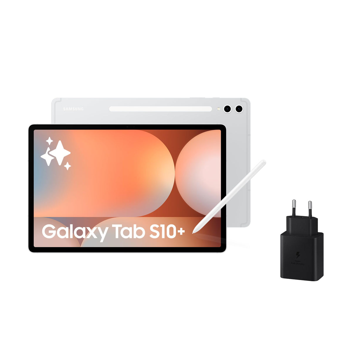 Samsung Galaxy Tab S10+ 256GB + Cargador - Tablet IA, Tableta Android Wifi, 12GB RAM, Pantalla AMOLED, Antirreflejos, S Pen Incluido, Plata (Versión Española)