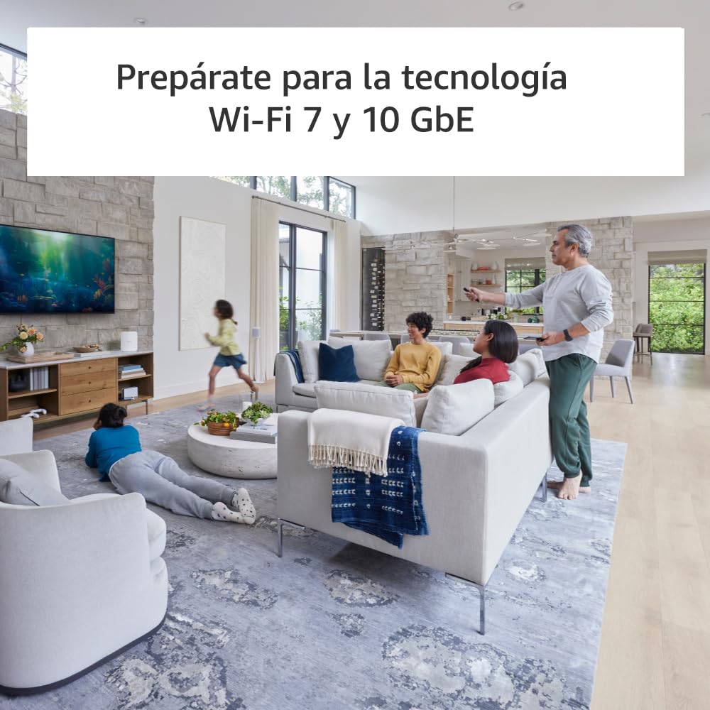 Router wifi de malla eero Max 7 de Amazon | Con Ethernet de 10 Gb/s, 232 m2 de cobertura y capacidad para conectar más de 200 dispositivos, ideal para videojuegos | 1 unidad, última generación