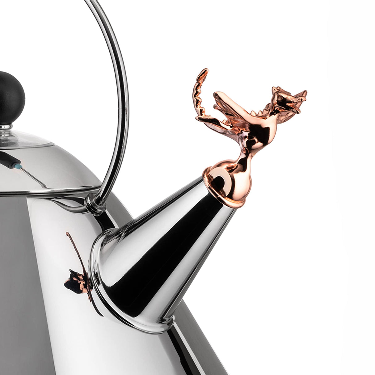 Alessi |9093REX B Tea Rex Hervidor de Design con Asa y Silbato en Forma de Dragón, Acero Inoxidable, Negro