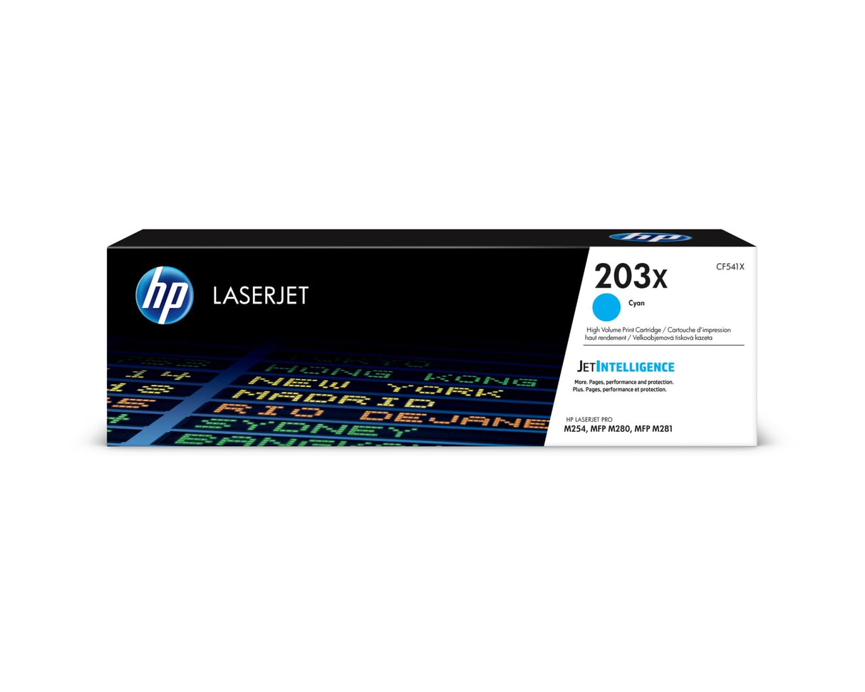HP 203X CF541X Cian, Cartucho Tóner de Alta Capacidad Original, de 2.500 páginas, para impresoras HP Color LaserJet Pro serie 254, 280 y 281