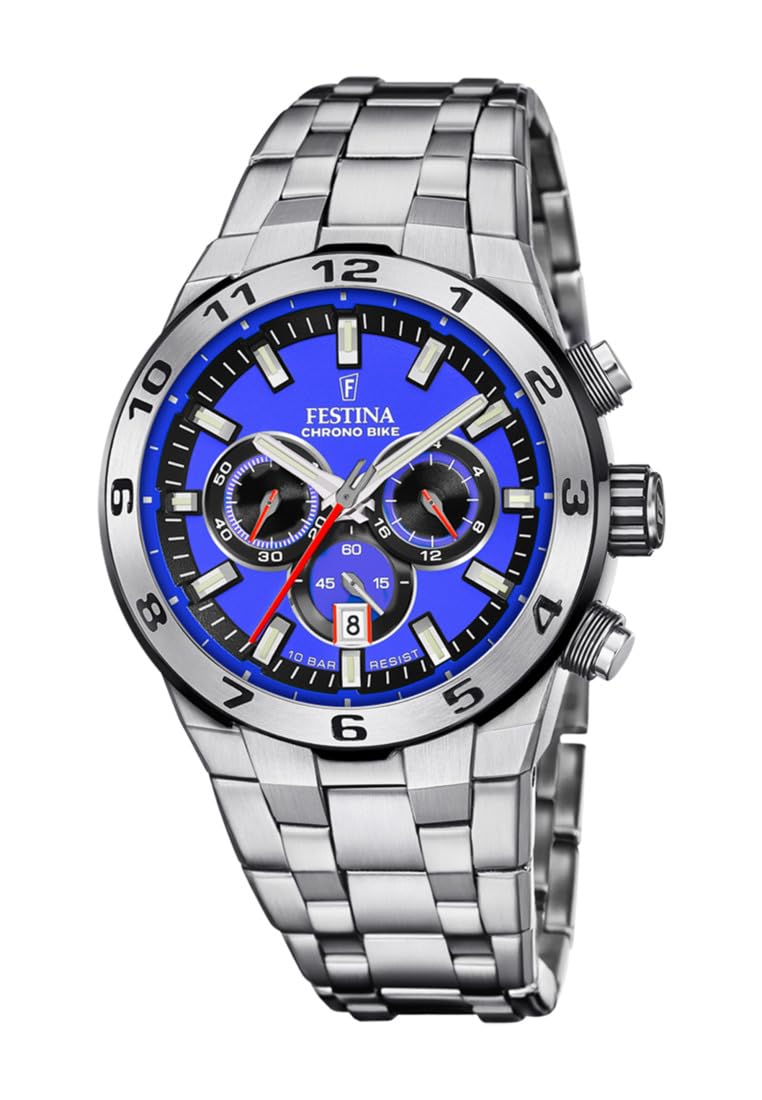 Festina Reloj Hombre F20670/3 Chrono Bike Caja de Acero Inoxidable 316l Plateado Correa de Acero Inoxidable 316l Plateado