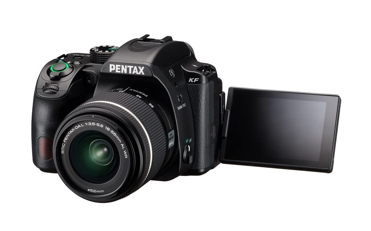 Cámara réflex Digital PENTAX KF APS-C, Kit 18-55 WR, Monitor LCD de ángulo Variable Resistente al Polvo y a la Intemperie, Color Negro