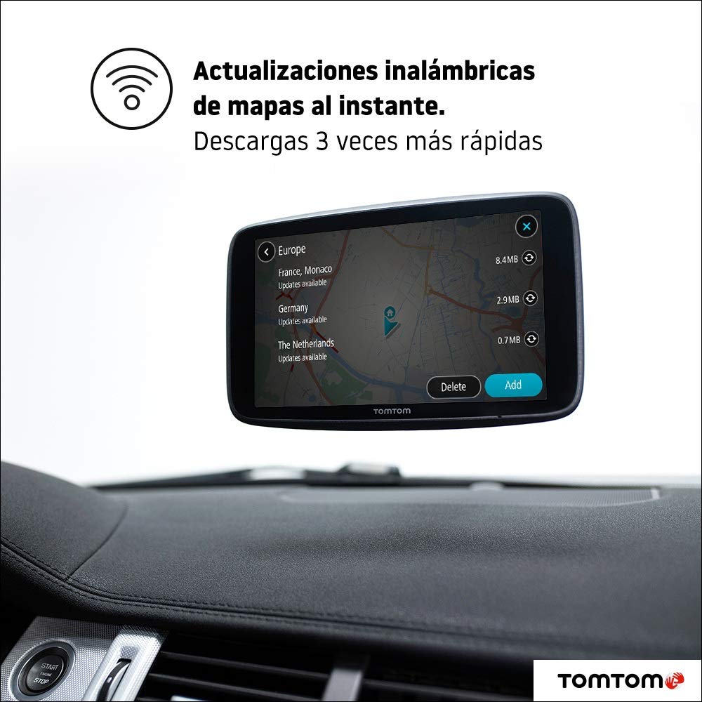 TomTom GPS para coche GO Discover, 6 pulgadas, con tráfico y radares, mapas del mundo, actualizaciones rápidas via WiFi, disponibilidad de parking, precios de combustible, soporte Click-Drive