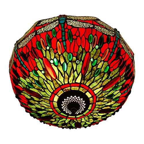 World Art TW60539 Lámparas De Estilo Tiffany Lámpara de techo libèlulas, 27x41x41 Cm