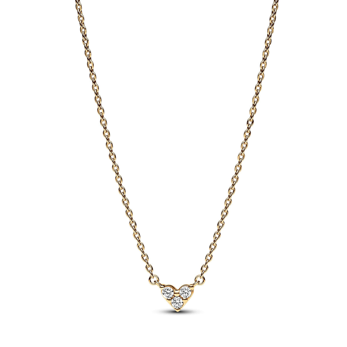 Pandora Timeless Collar con diseño de corazón chapado en oro de 14 quilates con circonitas cúbicas transparentes