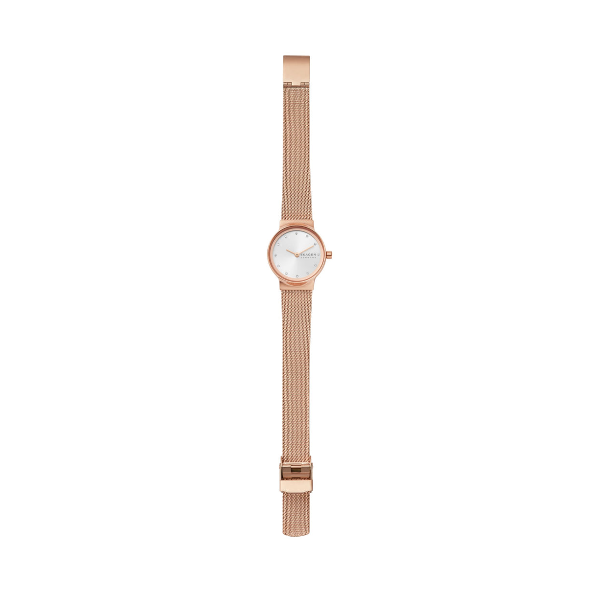 Skagen Freja reloj para mujer, movimiento de cuarzo con correa de acero o piel, Tono oro rosa y blanco, 26MM