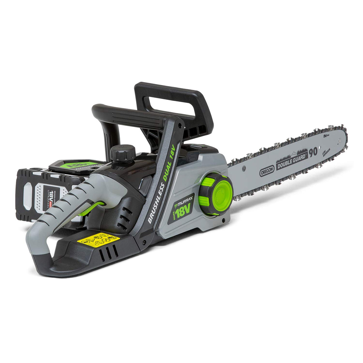 Murray IQ18DCSK Dual 18V Lithium-Ion 35cm Kit Motosierra sin Cuerda, Powered by Briggs & Stratton, 36V 1200W Motor sin cepillos, 2x5Ah batería y Cargador incluído, 1697225, 18V Motosierra