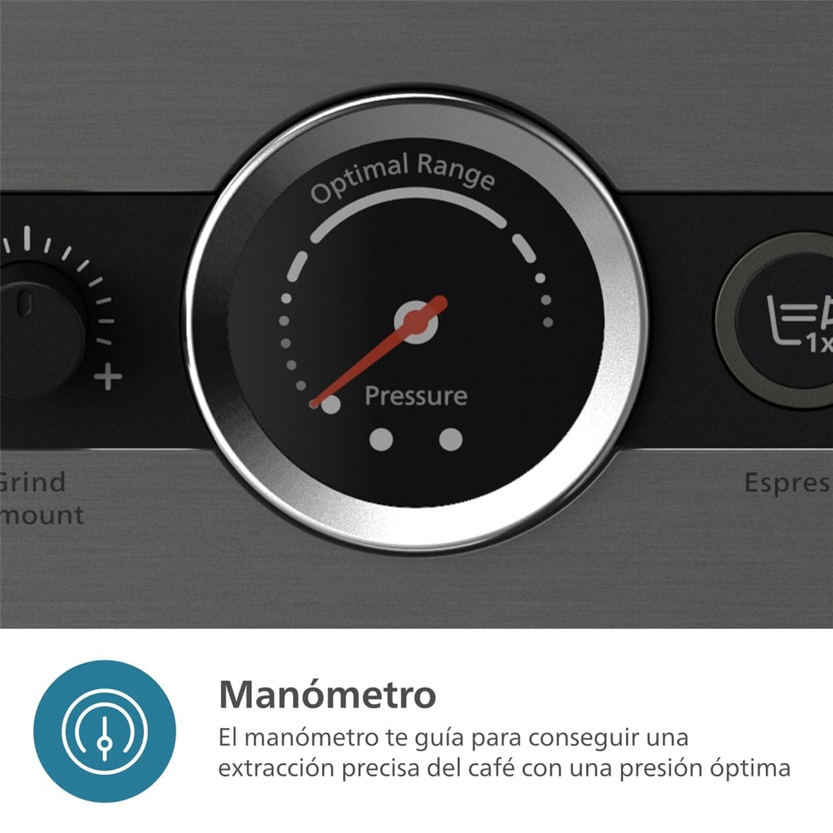 Cafetera espresso semiautomática Philips Barista Brew - Espresso simple y doble + Botón Americano, recipiente de 250 g de café en grano, guía intuitiva, prensado calibrado, acero Inox (PSA3218/01)