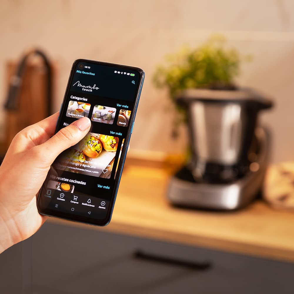 Cecotec Robot de Cocina Multifunción Mambo 11090. 1600 W, 37 Funciones, APP, Báscula y Jarra de 3,3 Litros de Acero inoxidable apta para Lavavajillas, Recetario y Accesorios